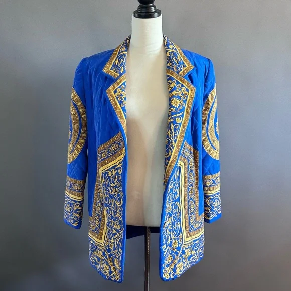 Vintage Adam Douglas Adrianna Papell Silk Quilted Baroque Blazer Jacket - Picture 2 of 14